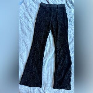 Sexy Black Lace Flared Pants